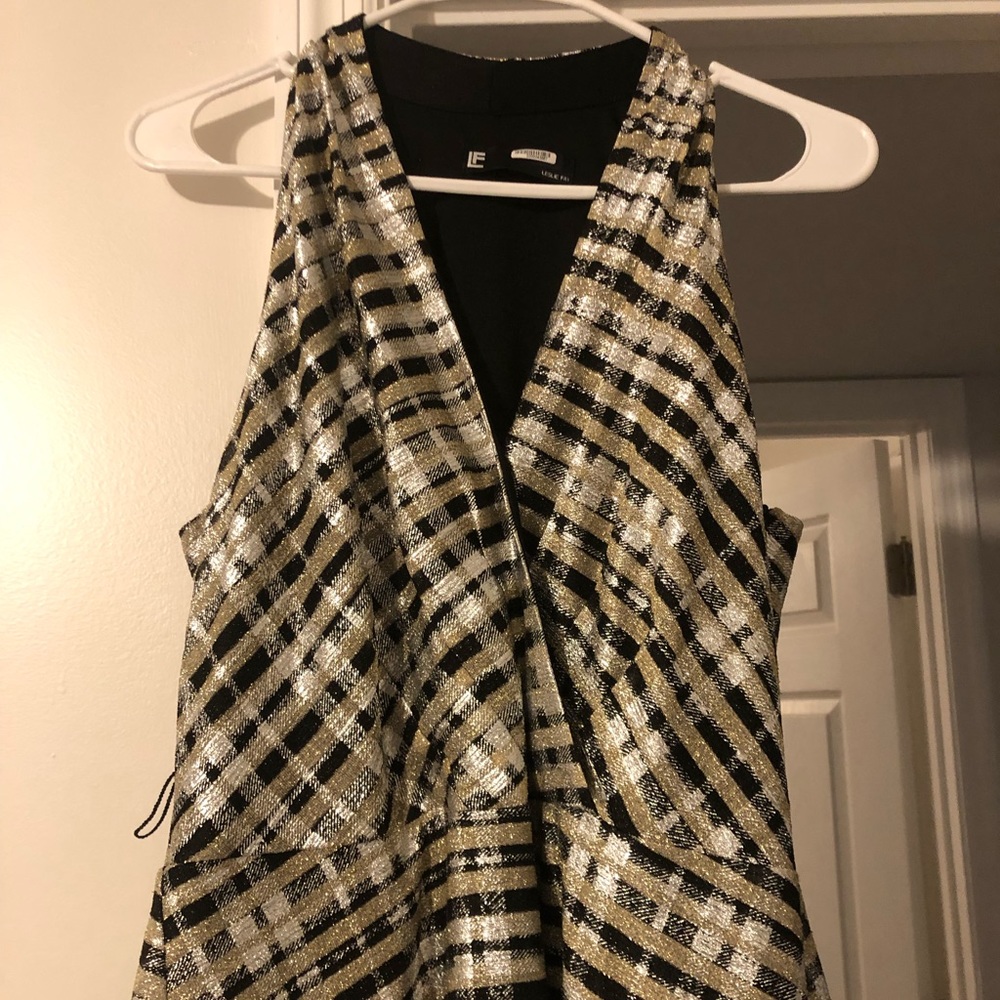 Leslie Fay black and gold dress - Picture 2 of 4